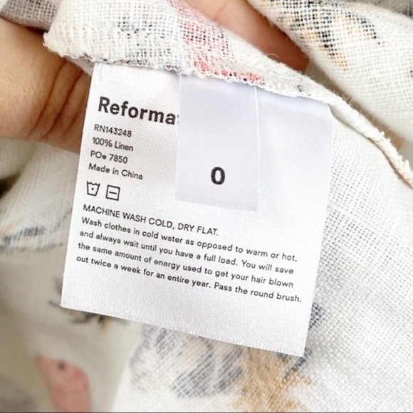 Reformation Hampstead Linen Dress White Tropez Print Lobster - Picture 5 of 5